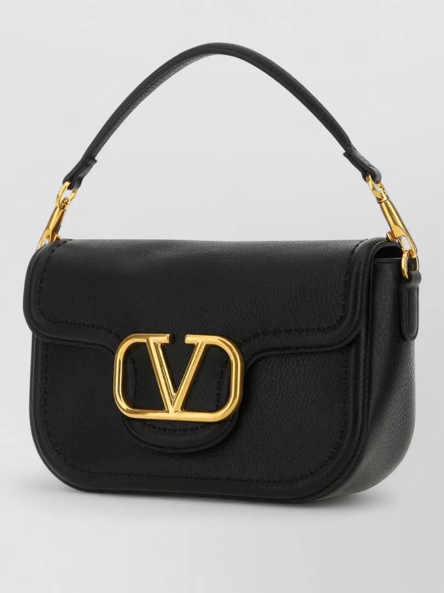 Valentino Garavani Alltime Leather Shoulder Bag Gold Hardware Top Handle