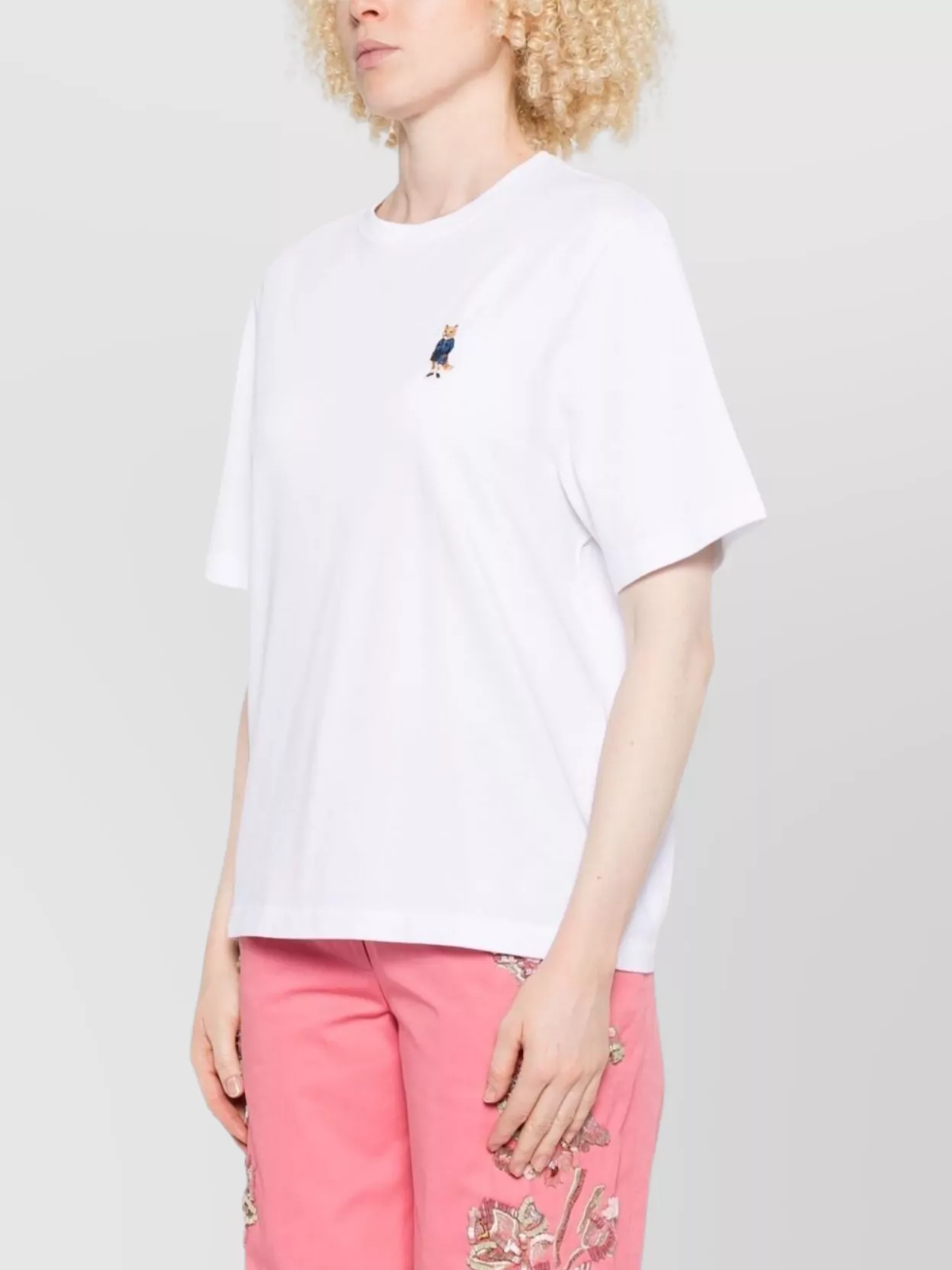 Maison Kitsuné Fox Embroidered Crew Neck Cotton T-Shirt
