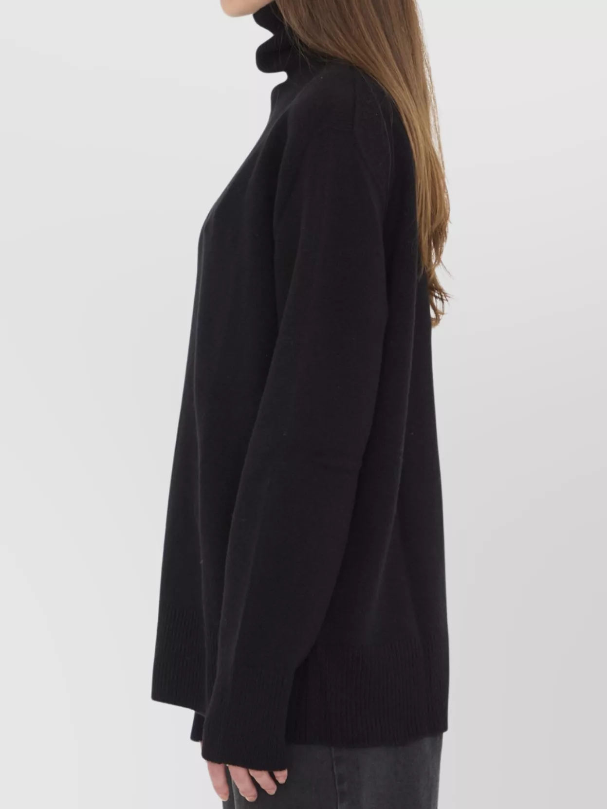The Row Cashmere Wool Turtleneck Long Sleeve Top In Black