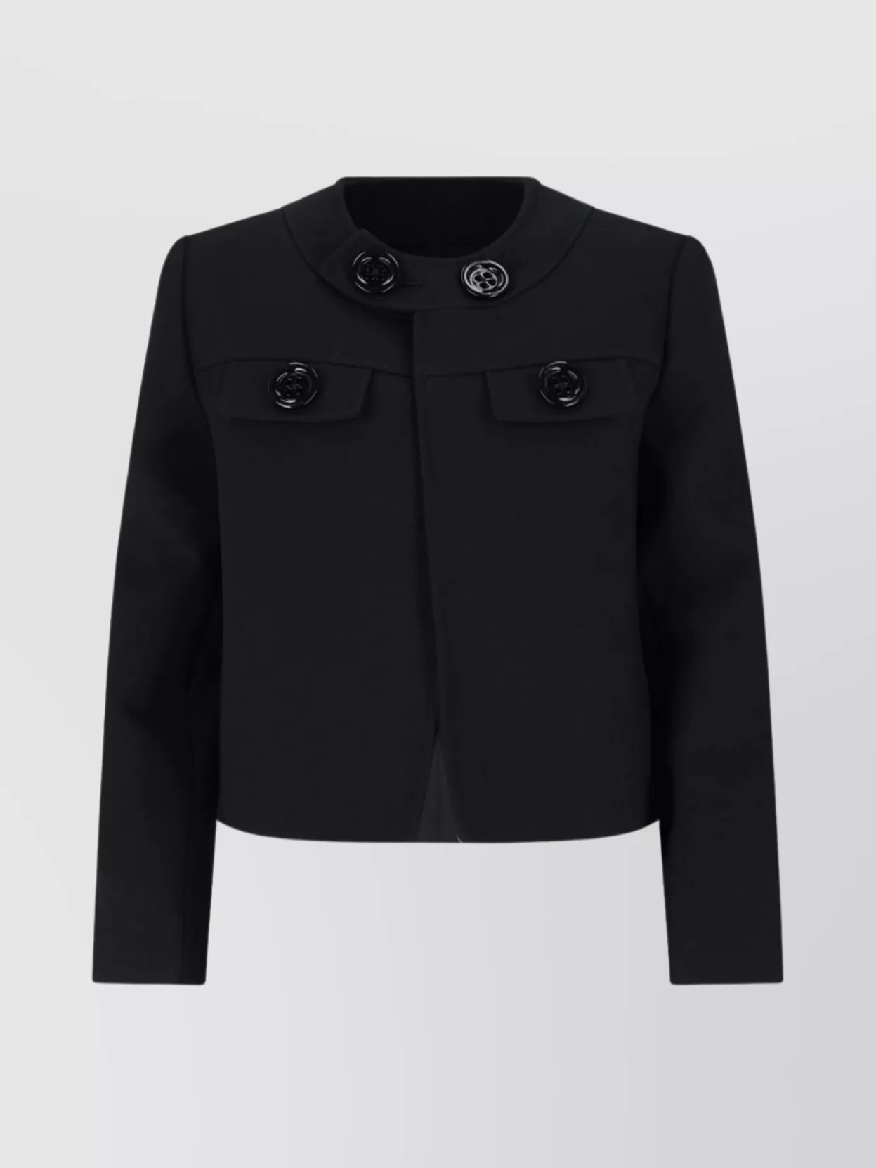 Celine Buttoned Cropped Jacket Round Neck