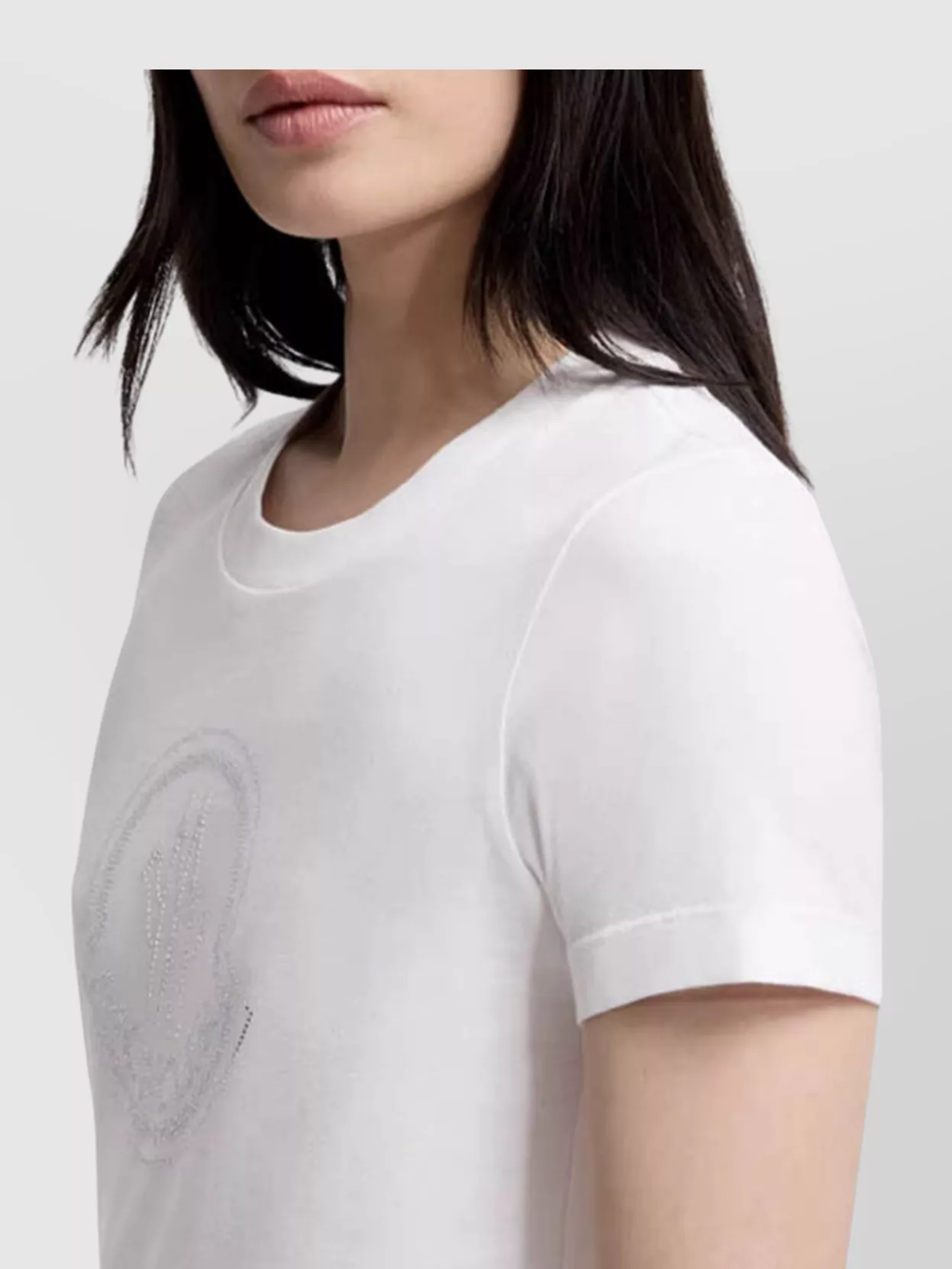 Moncler Crystal Logo Short Sleeve Fitted T-Shirt