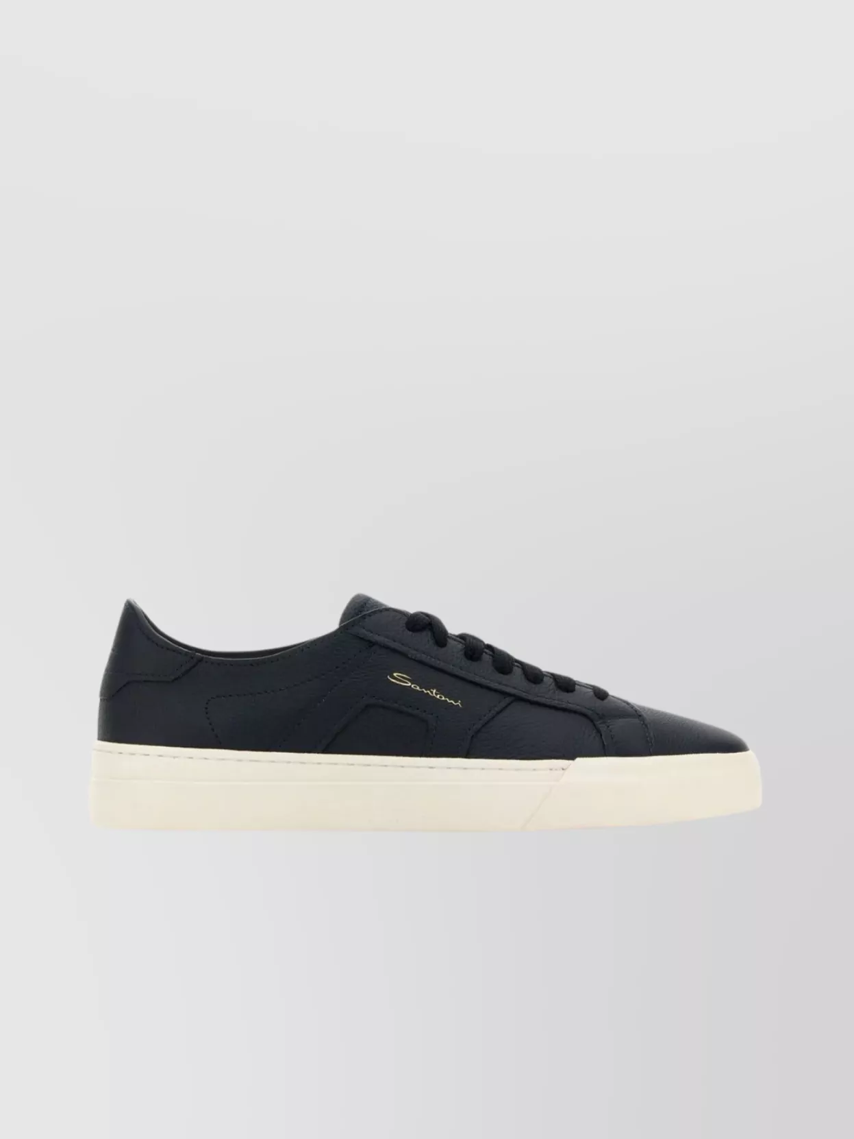 Shop Santoni Pebble Leather Low-top Sneakers With Contrasting Sole
