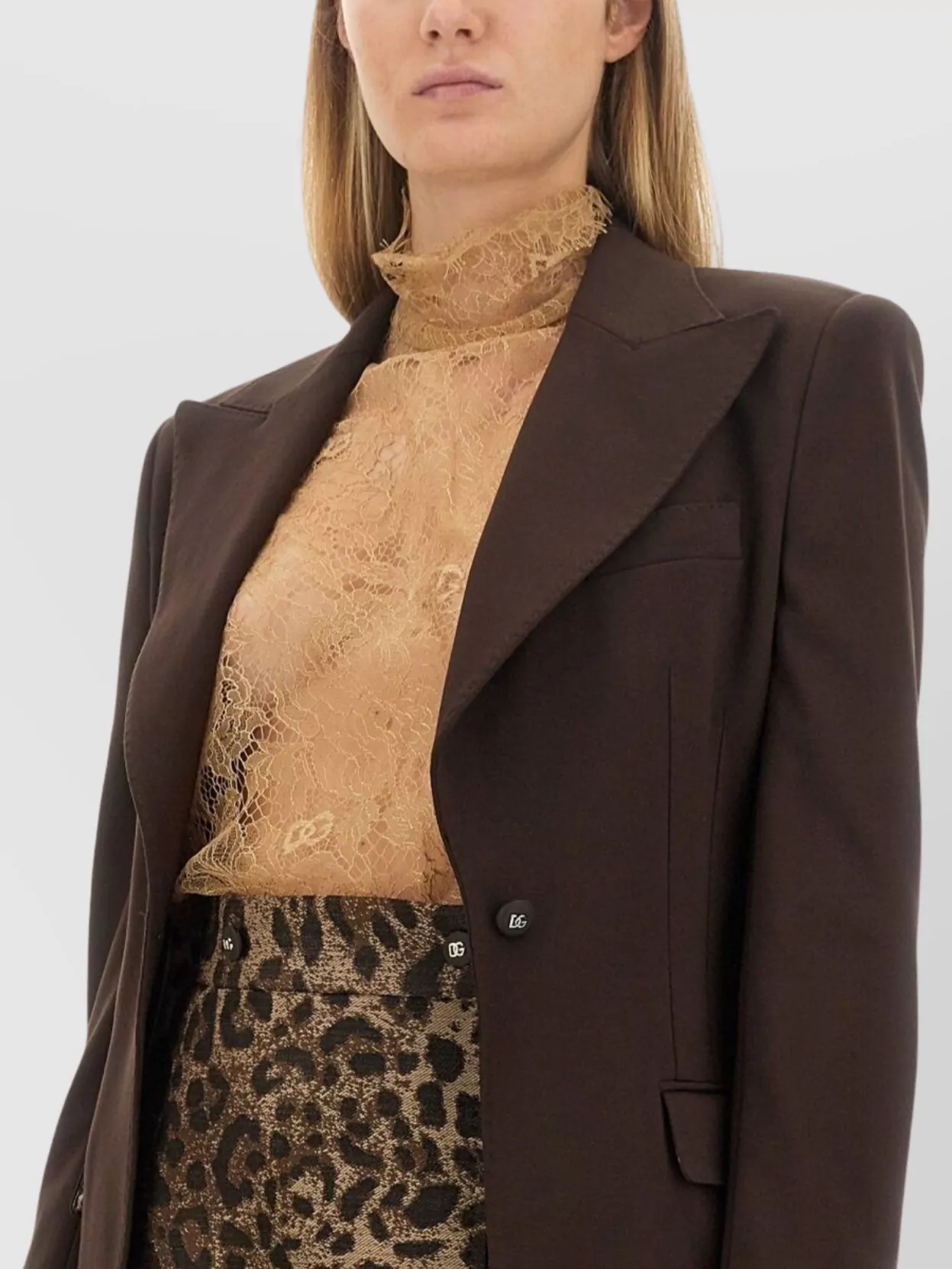 Dolce&Gabbana Lace High Neck Long Sleeve Blouse