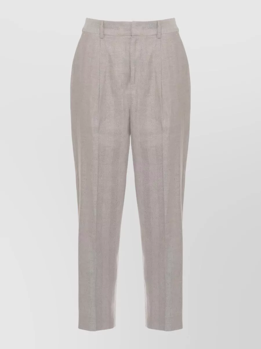 Pt Torino Straight Leg Striped Linen Cotton Pants In Gray