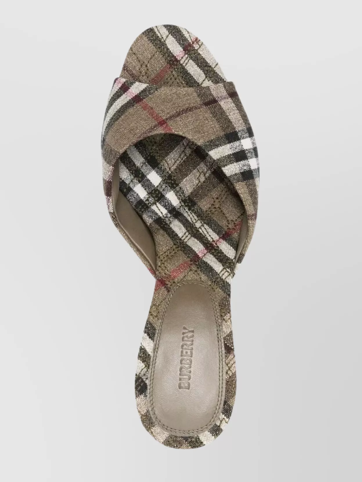 Burberry Khaki Check Linen Blend Mews High Mules