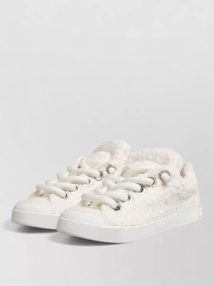 Dolce&Gabbana Faux Shearling Low-Top Sneakers