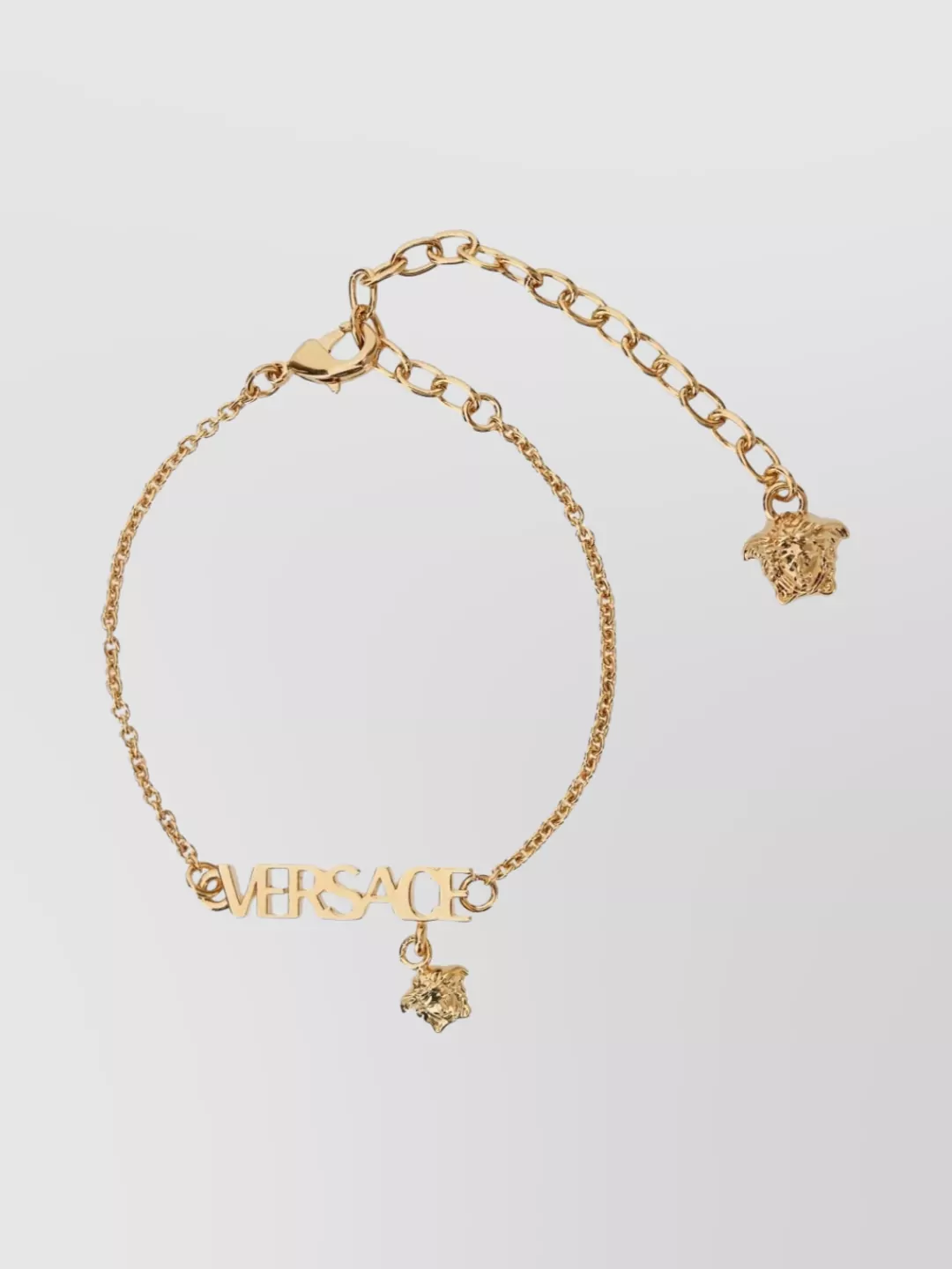 Versace Logo Chain Link Bracelet With Medusa Charm