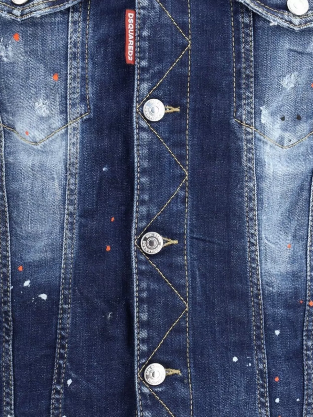 Dsquared2 Boxy Denim Jacket Distressed Detailing
