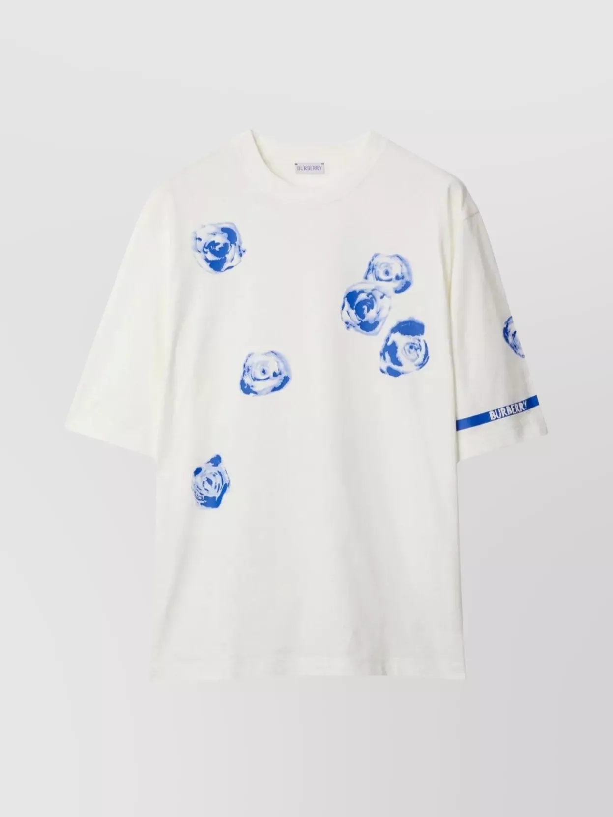 Shop Burberry Rose Motif Crew-neck T-shirt In White