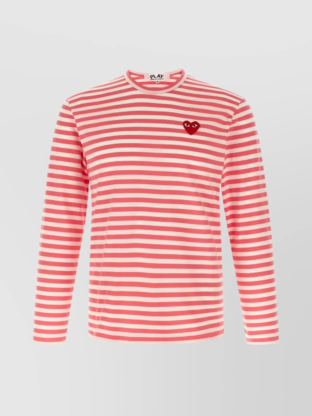 Comme Des Garçons Play Striped Logo Patch Crew Neck T-shirt