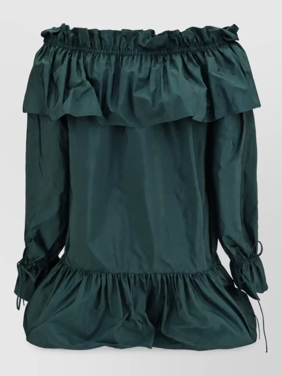 Saint Laurent Off-Shoulder Ruffled Mini Dress