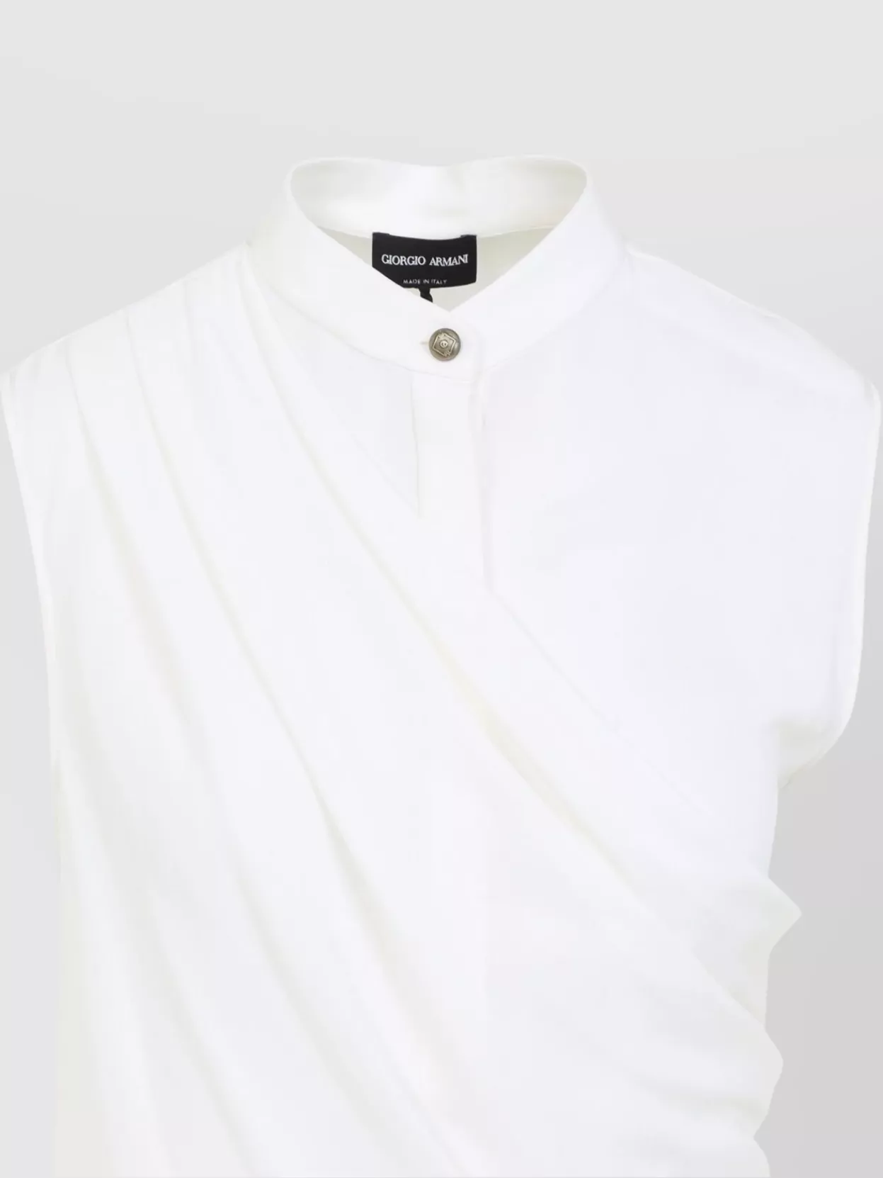 Giorgio Armani Draped Silk Shirt Korean Collar