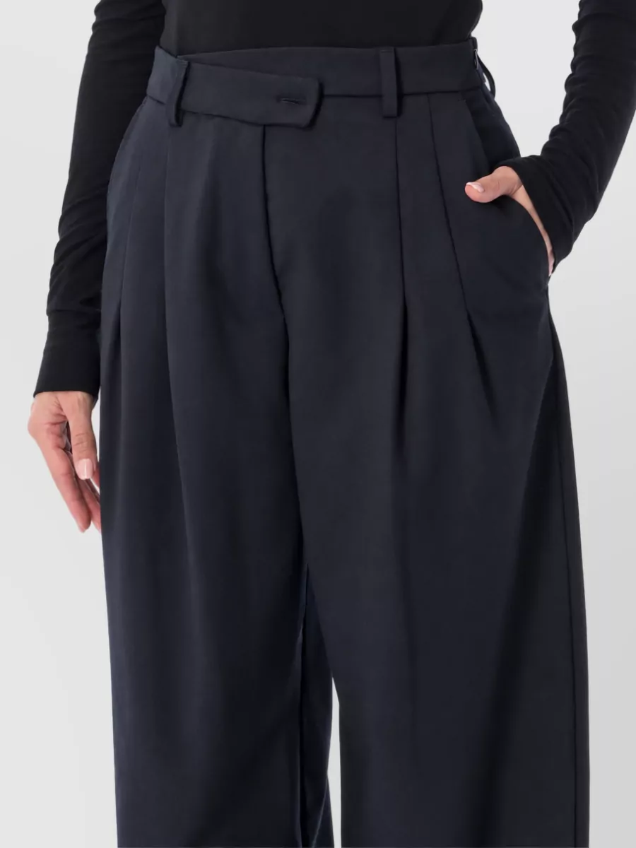 Thelatest Polyester Wool High-Rise Pleated Wide-Leg Trousers