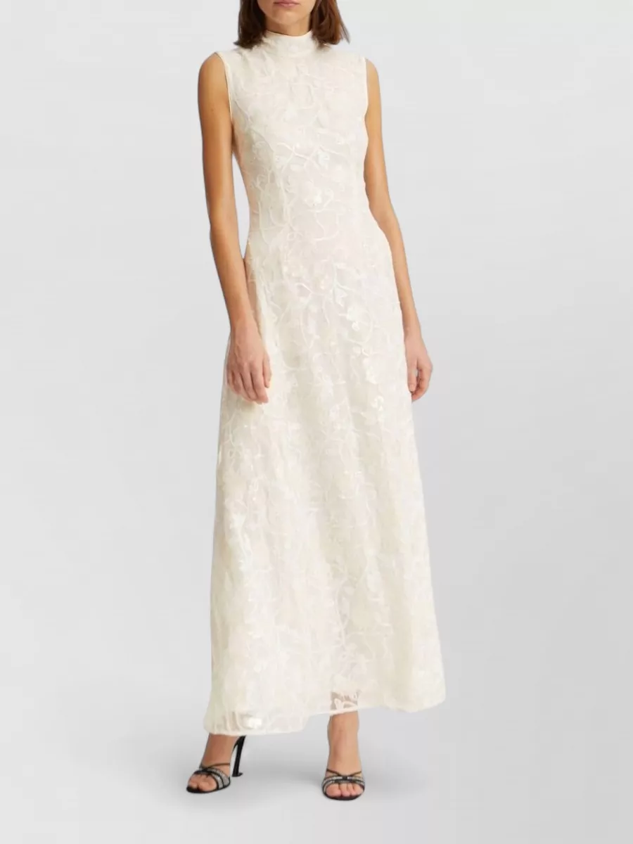 Rotate Lace Sequin High-Neck Maxi Dress