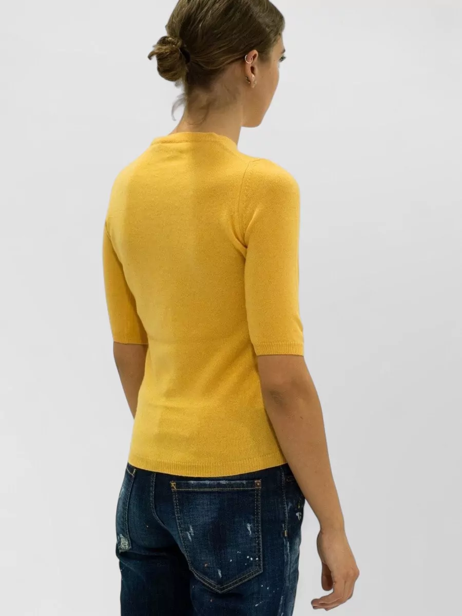 La Rose Cashmere 3/4-Sleeve Knitted Top
