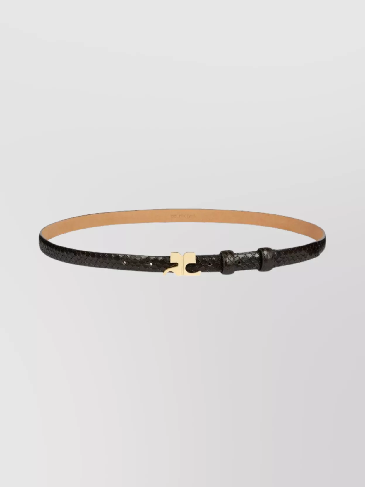 Courrèges Viper Calfskin 15Mm Belt With Gold Buckle