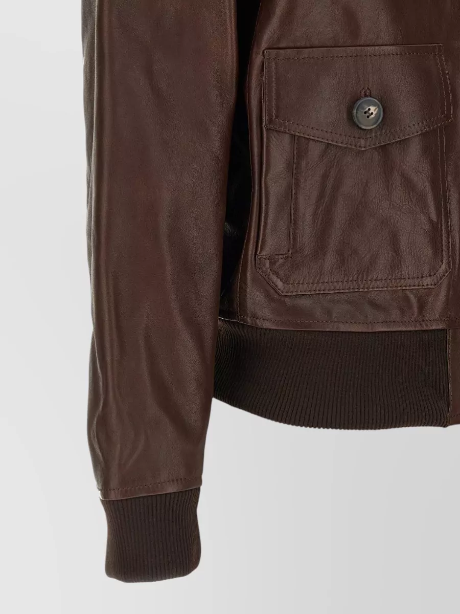 A.p.c. Leather Zip-Up Blouson Jacket