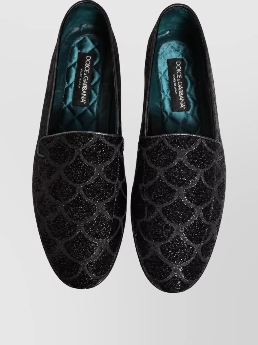 Dolce&Gabbana Leather Glitter Brocade Loafers