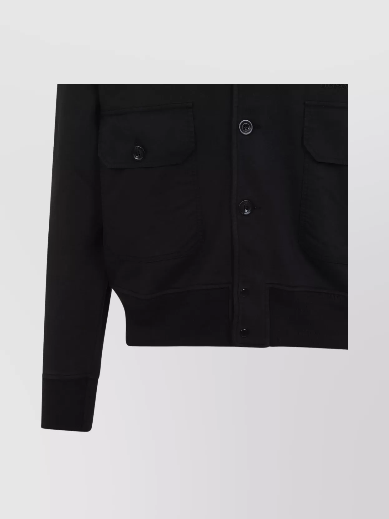 C.p. Company Full Button Sweatshirt With Cotton Poplin Pockets