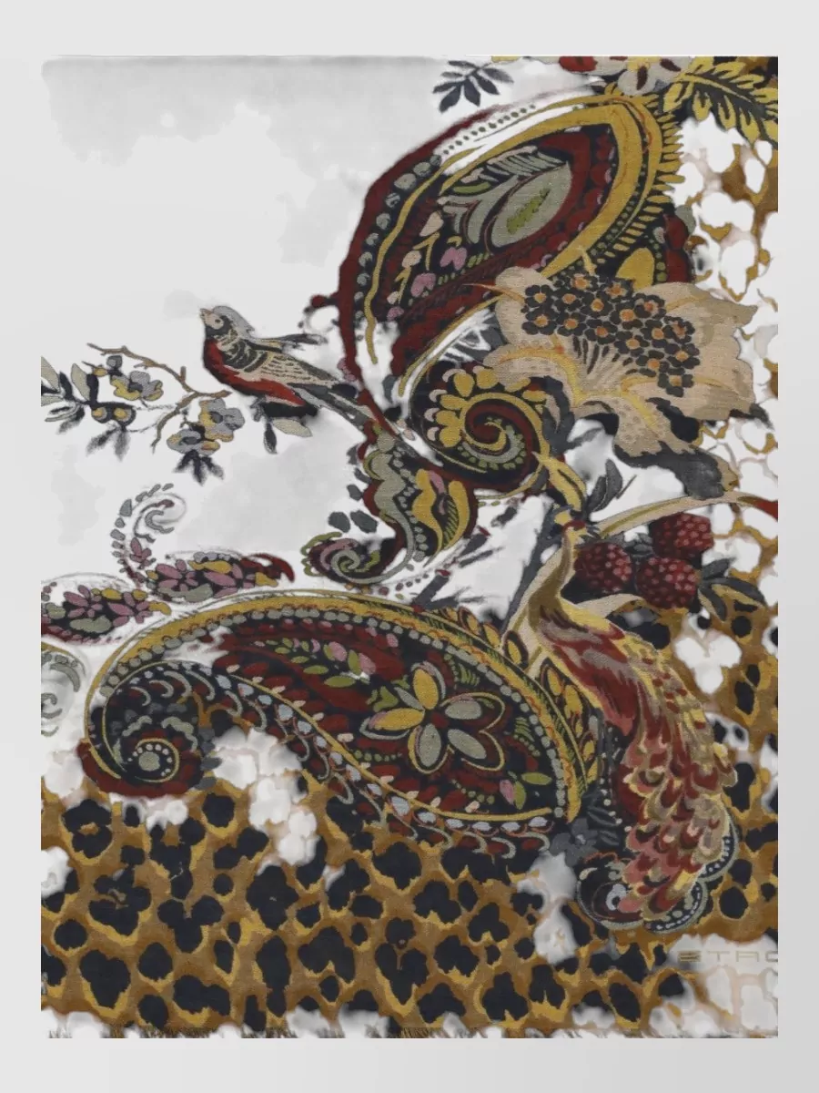 Etro Cashmere-blend floral animal-print scarf