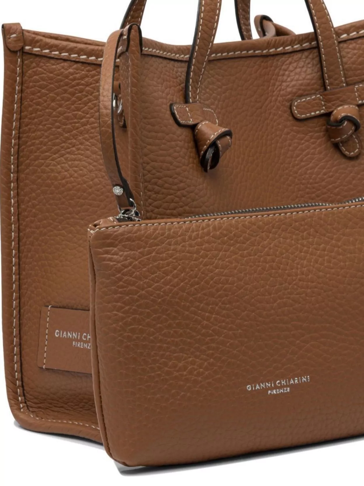 Gianni Chiarini Textured Pebbled Shoulder Bag With Handles And Strap