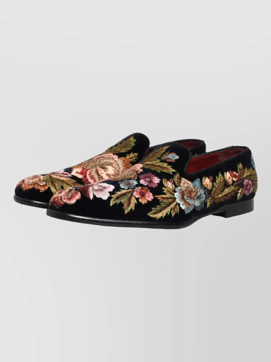 Dolce&Gabbana Velvet Floral Embroidered Loafers