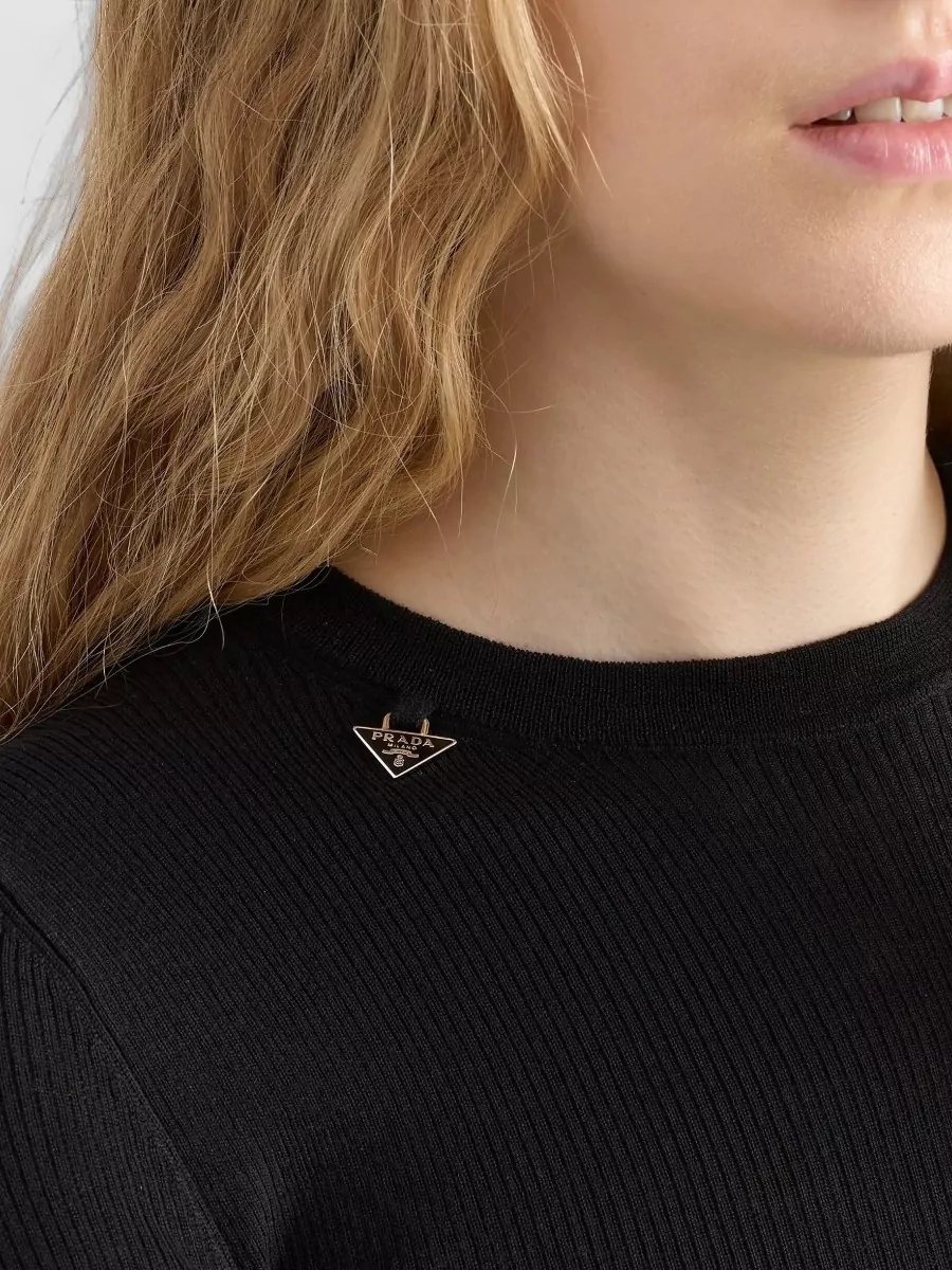 Prada Wool Knit Sweater Long Sleeves Crew Neck