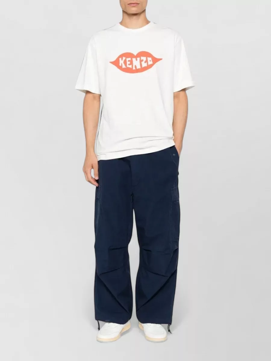 Kenzo Graphic Print Round Neck Short Sleeve T-shirt In Metallic