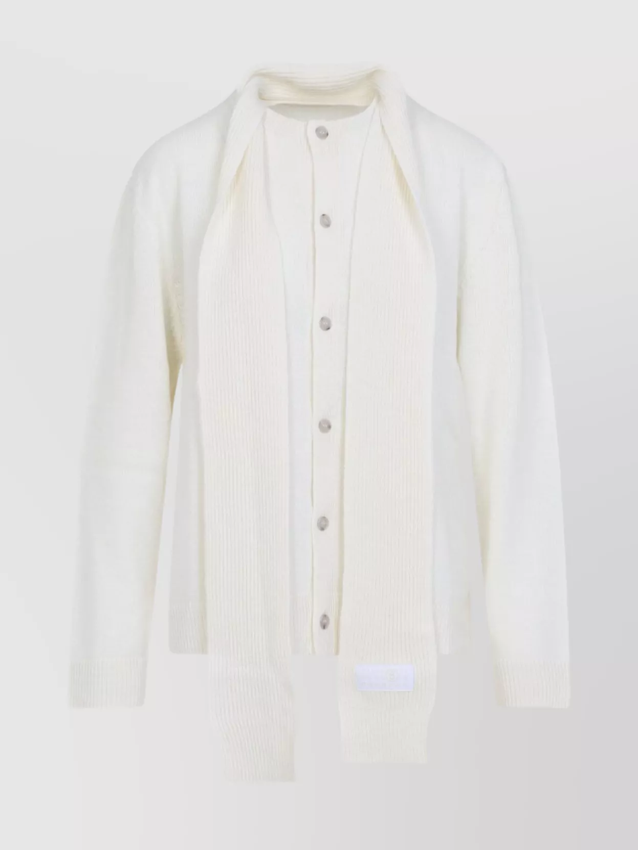 Mm6 Maison Margiela Wool Cardigan Ribbed Edges