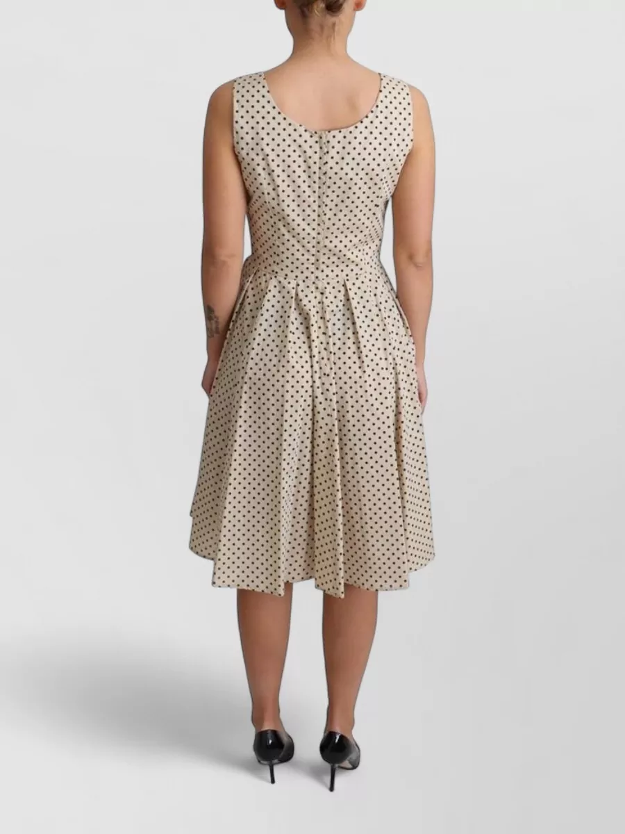 Dolce&Gabbana Cotton Sleeveless Polka-Dot Pleated Midi Dress