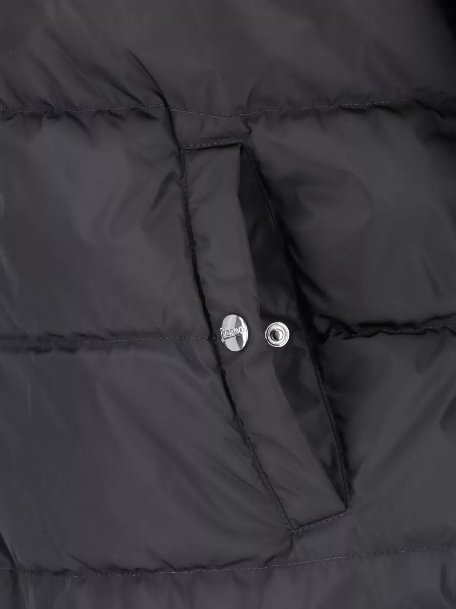 Herno Virgin Wool Quilted Ribbed High Neck Padded Coat