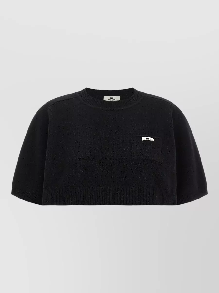 Elisabetta Franchi cashmere wool ribbed cropped short-sleeve jumper