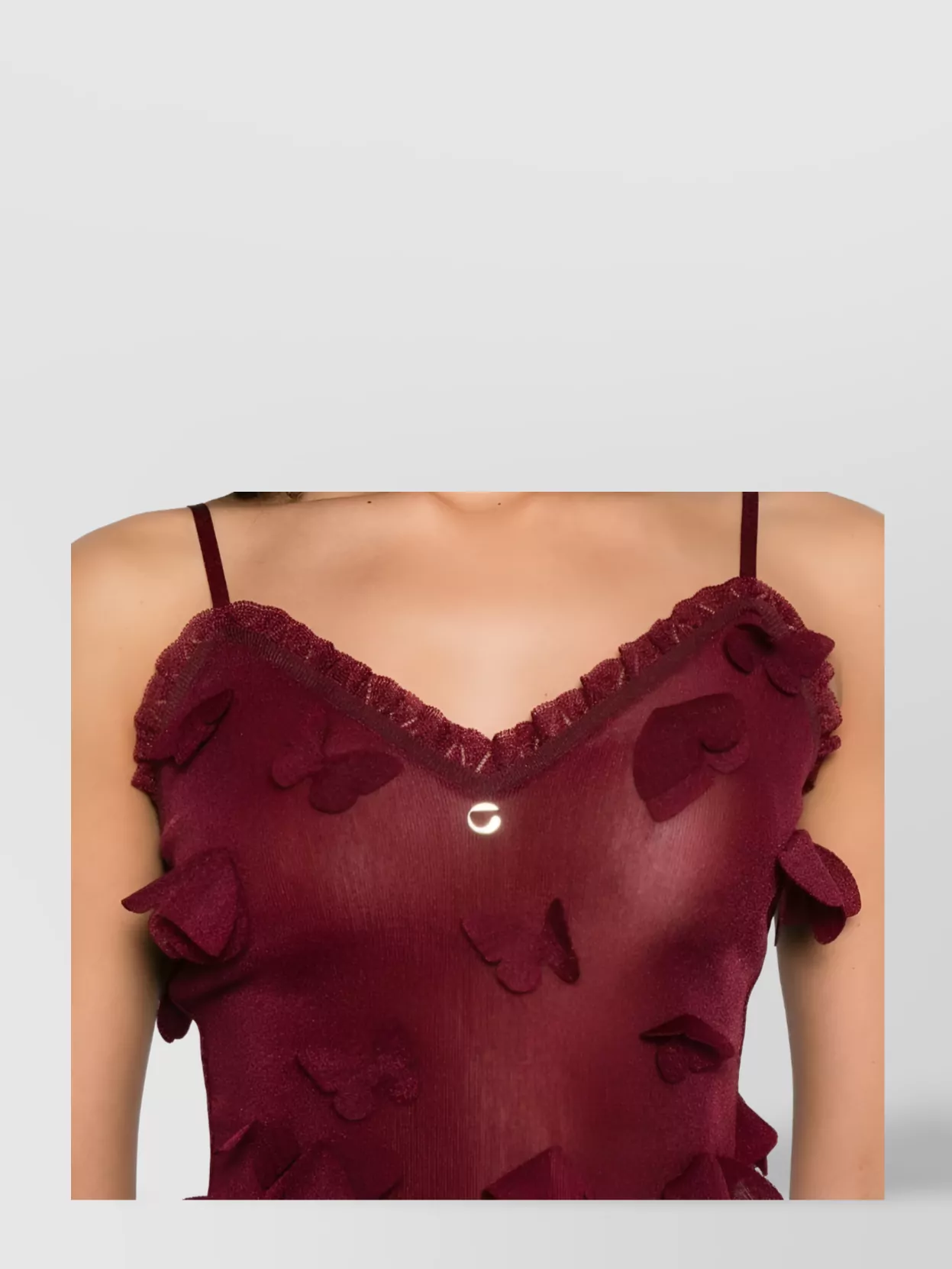Coperni Embellished Sleeve Lace Trim Top In Brown