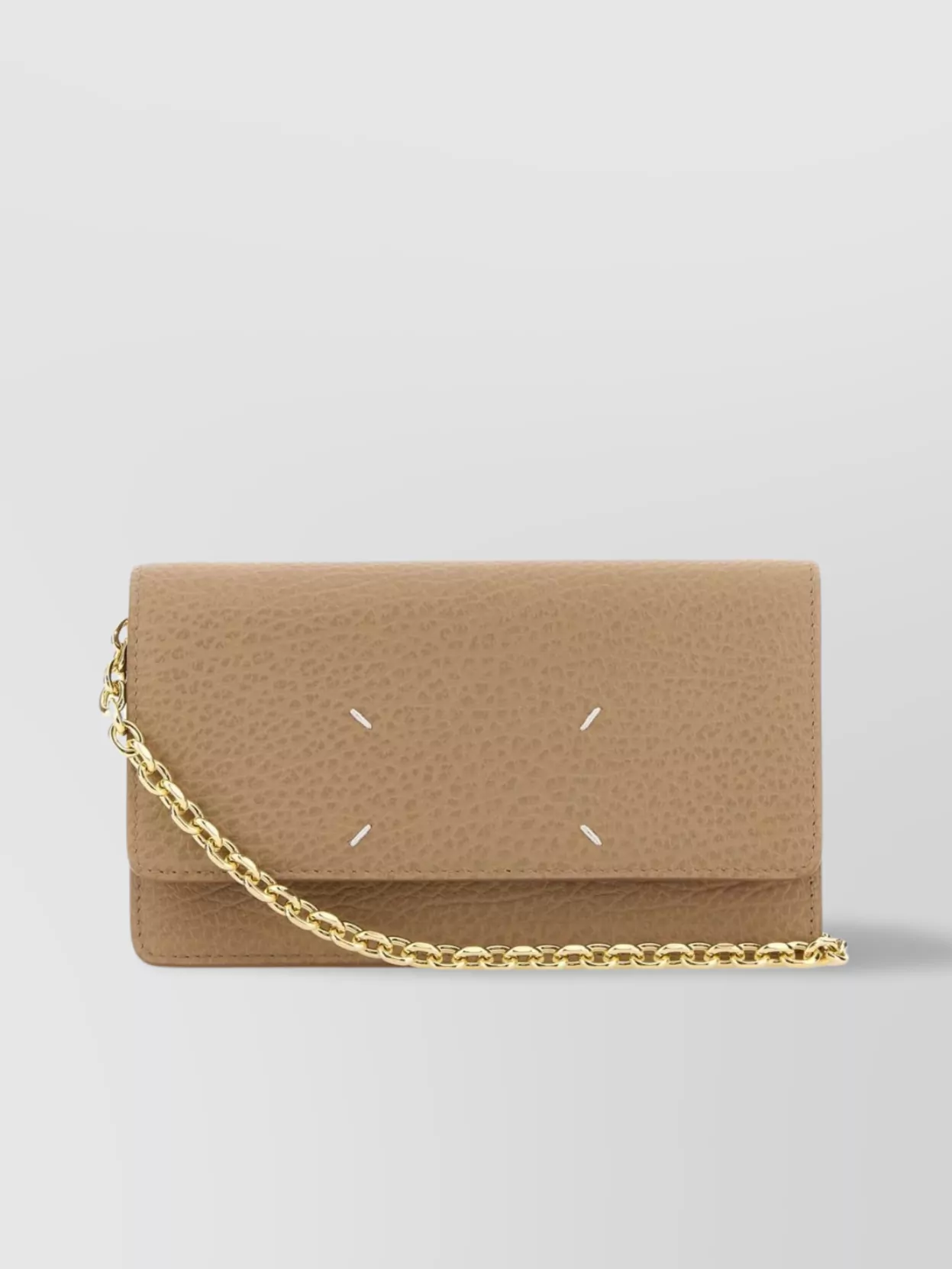 Shop Maison Margiela Leather Clutch With Textured Chain Strap