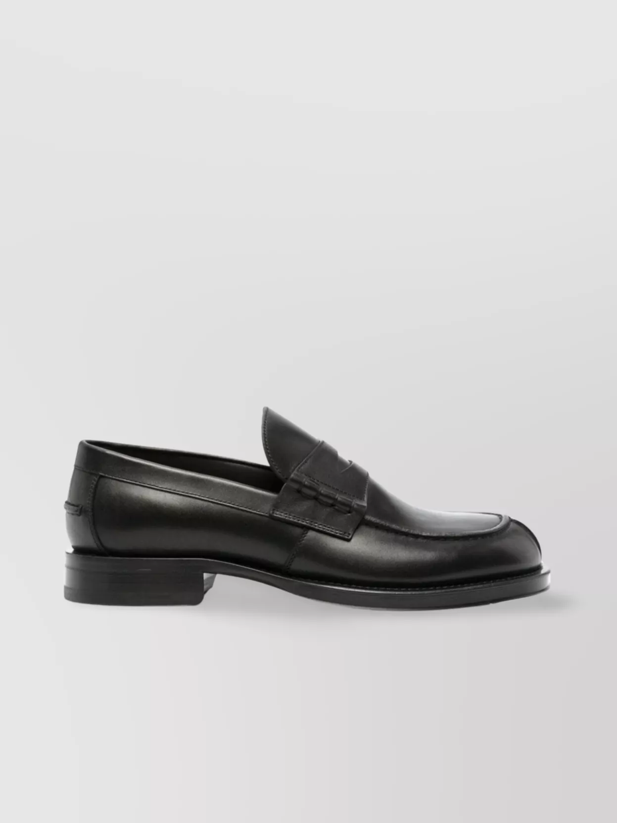 Shop Lanvin Classic Round Toe Leather Loafers With Stacked Heel In Black