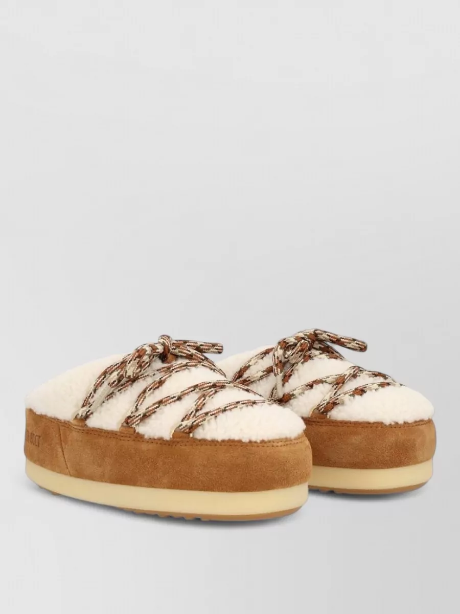 Moon Boot Leather Shearling Slippers
