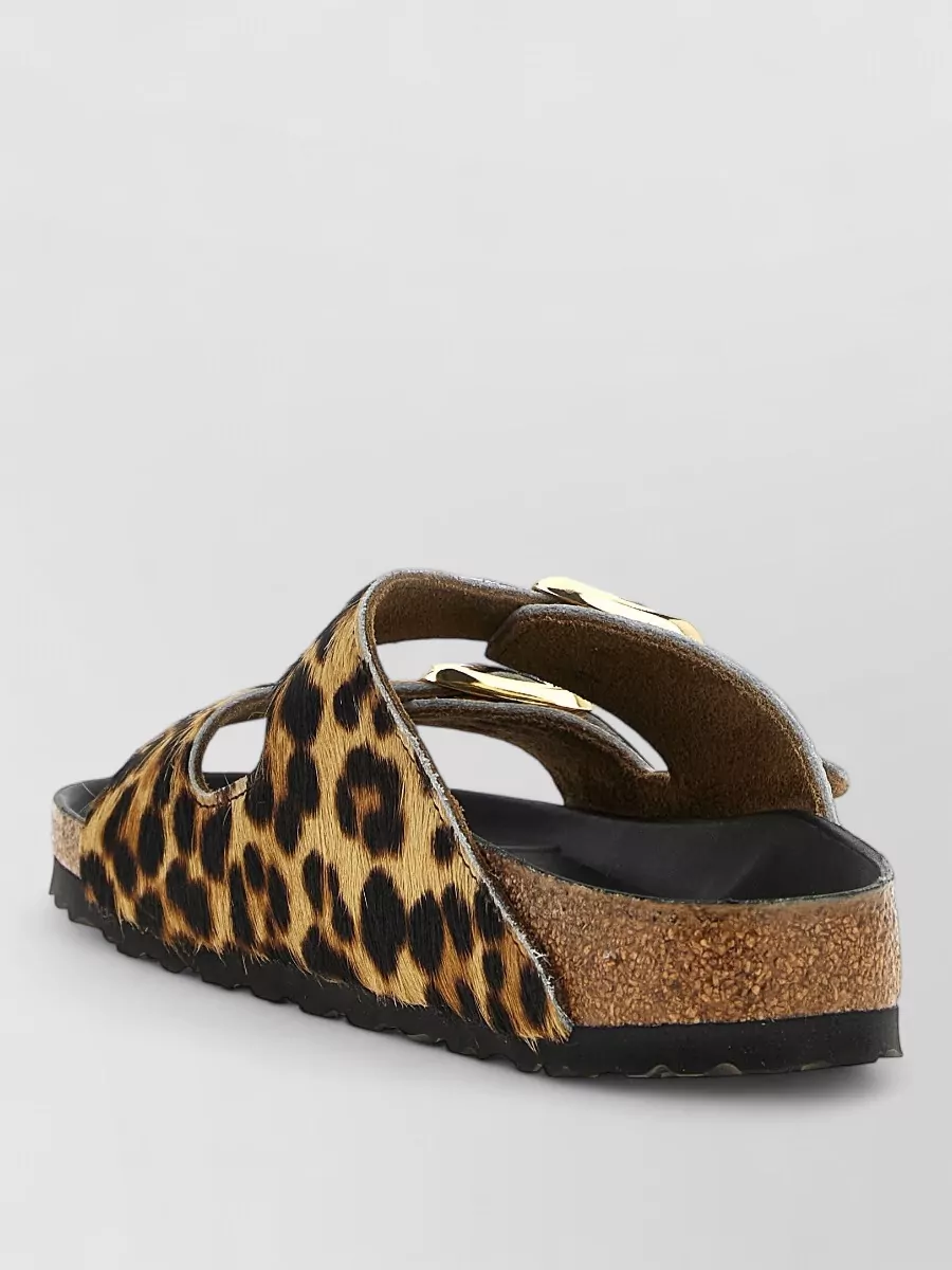Birkenstock Leather Leopard-Print Slides