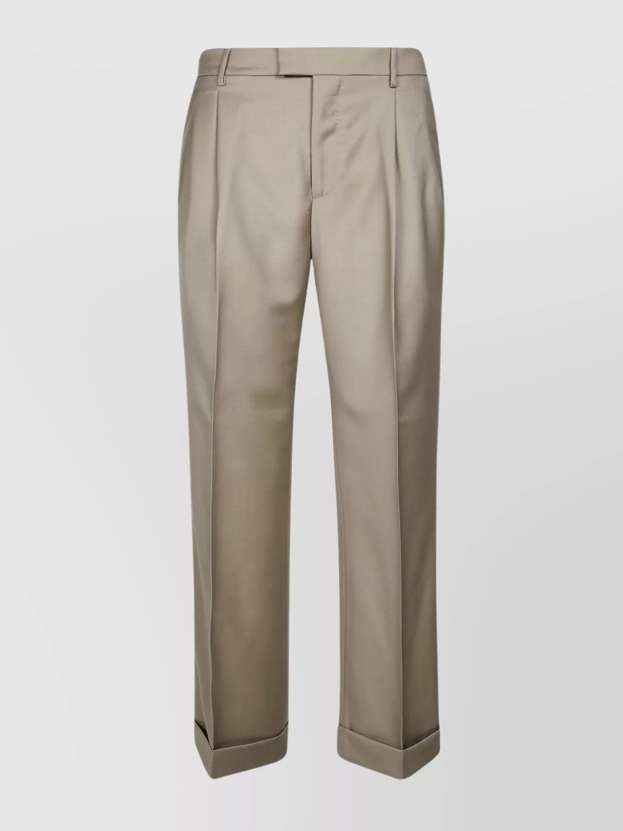 Shop Berwich Trousers Belt Loops Cuffed Hem Pleated Front