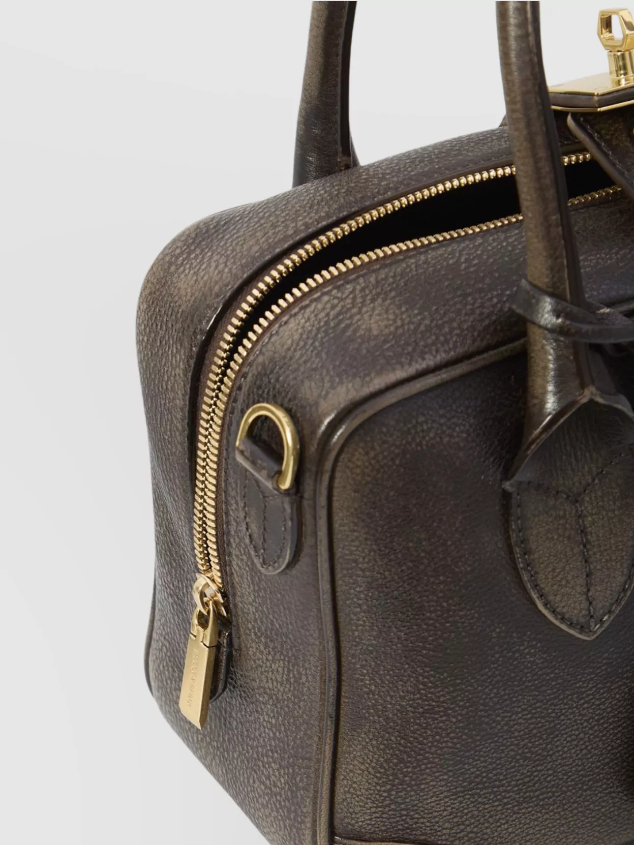 Golden Goose Vintage Leather Tote Bag With Adjustable Strap In Brown