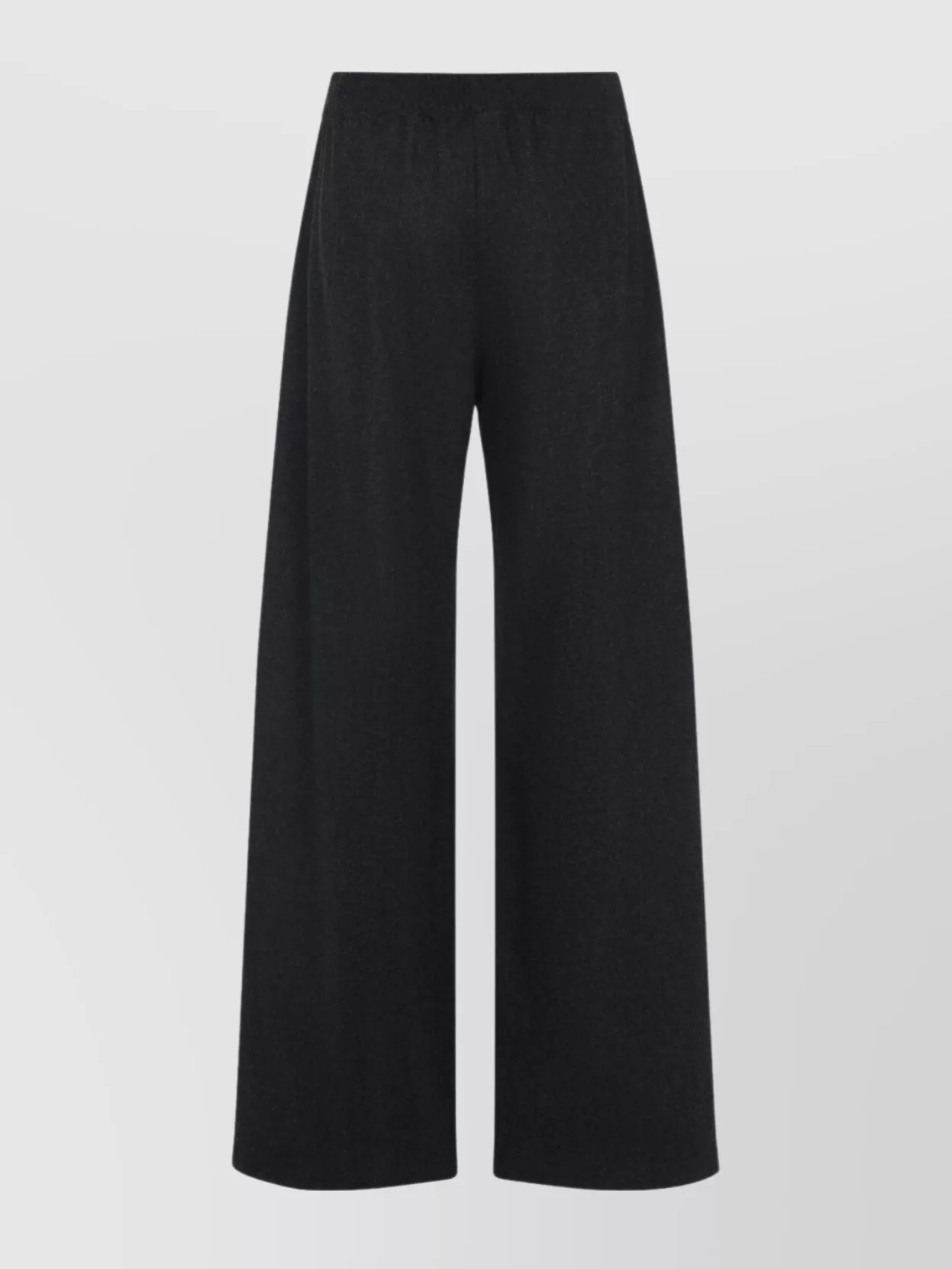 Fabiana Filippi Wide Leg Wool Trousers With Elasticated Waistband In Black