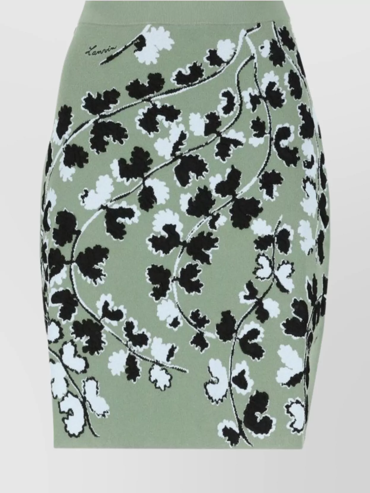 Lanvin Floral Pattern Elastic Waist Midi Skirt In Green