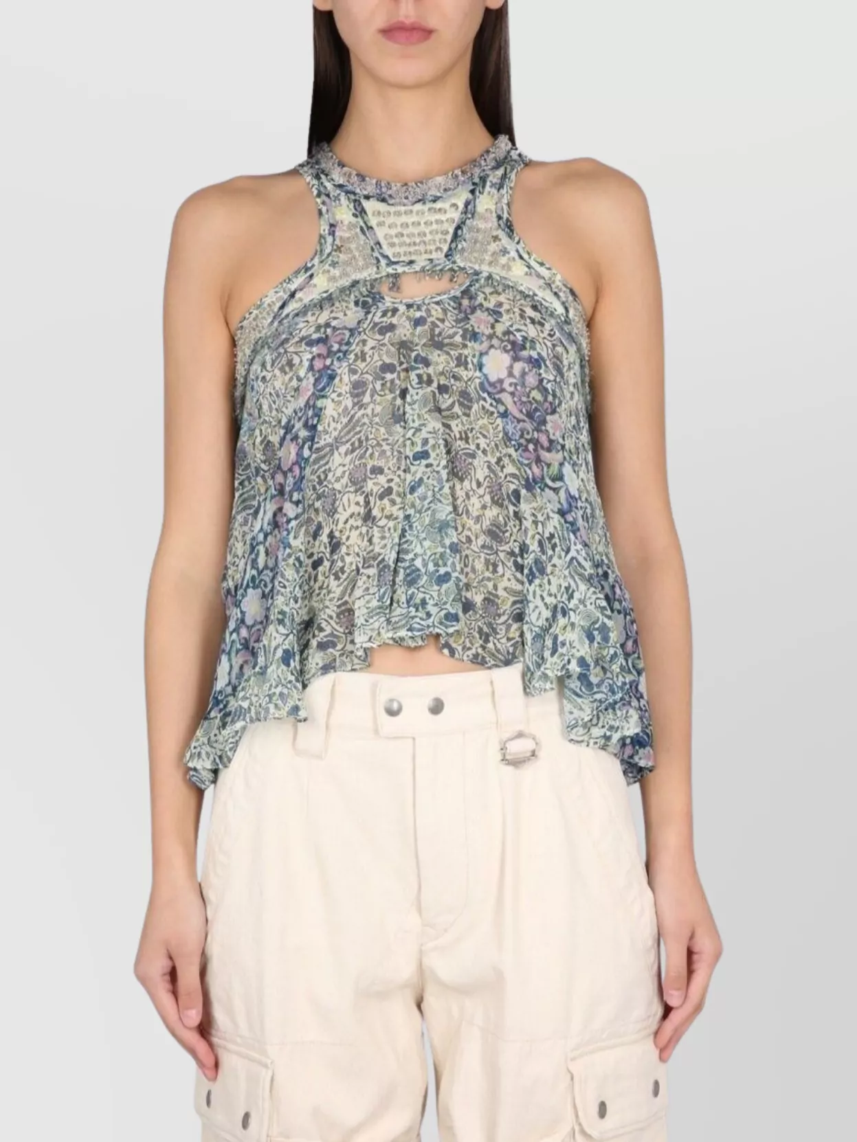 Isabel Marant Embroidered Floral Halterneck Top