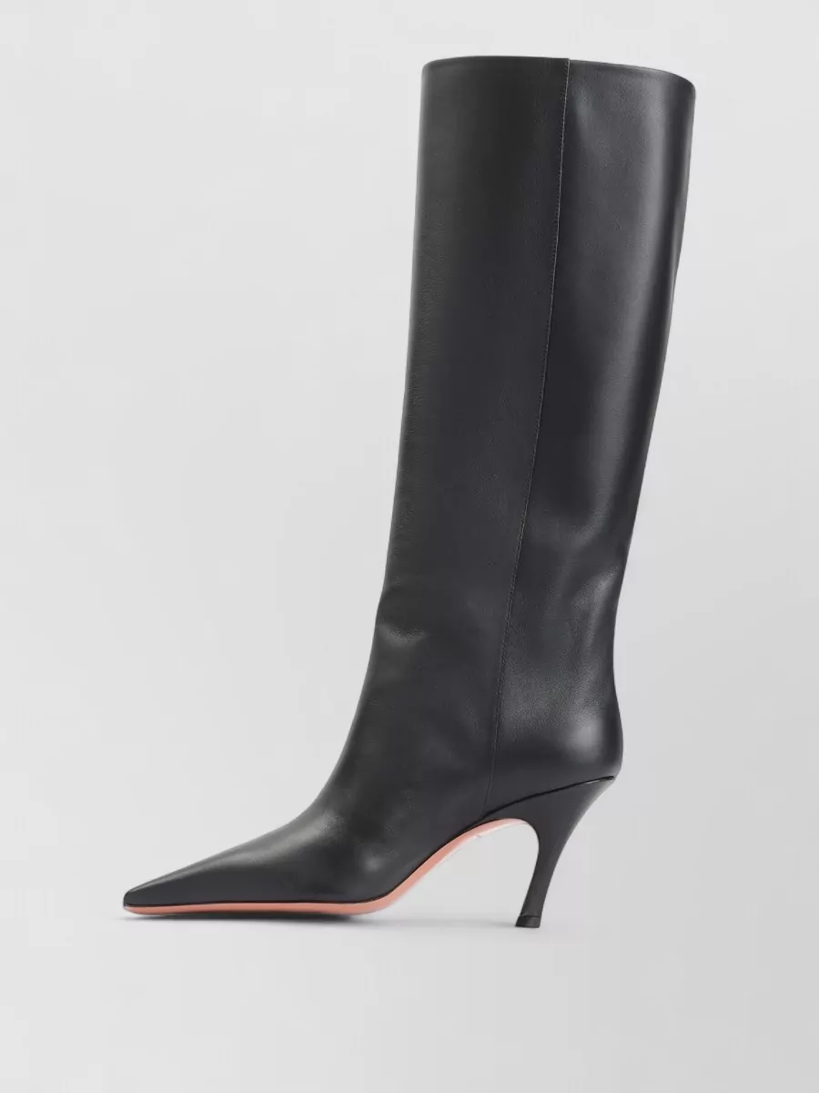 Amina Muaddi Pointed Toe Smooth Finish Boot 80 In Animal Print