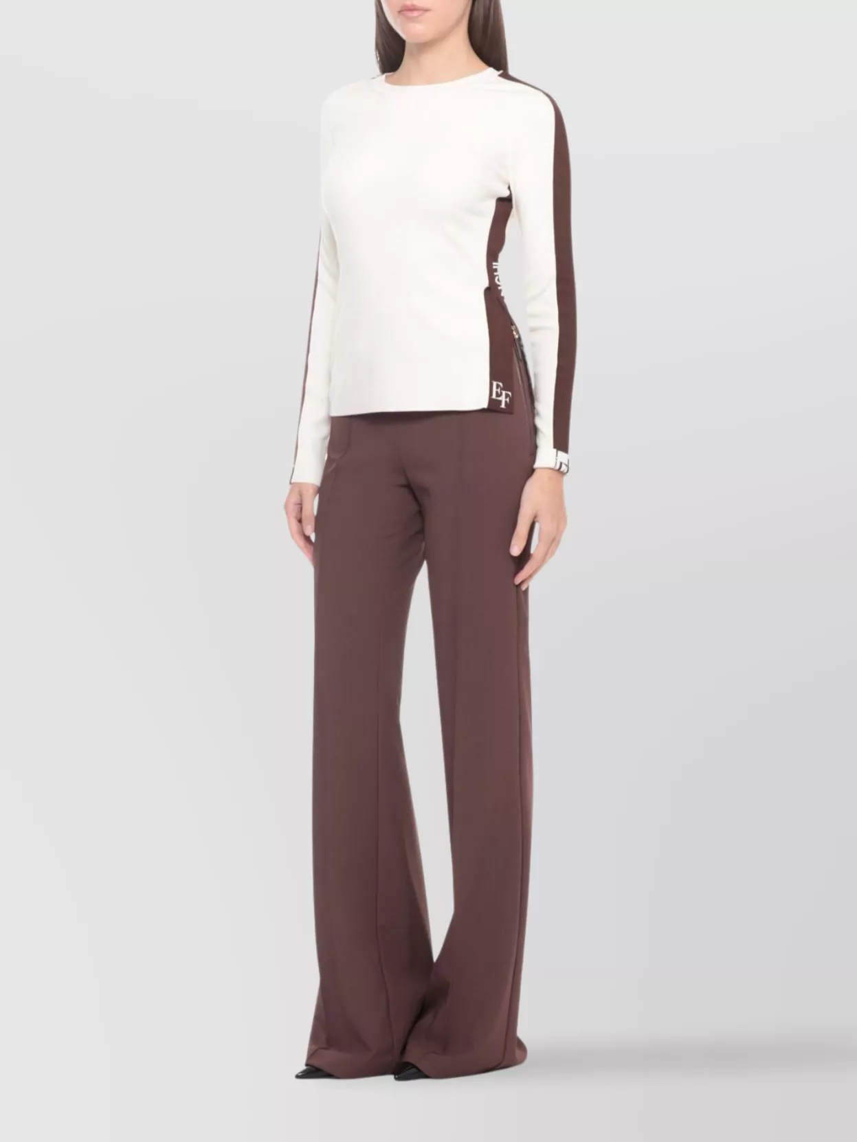 Elisabetta Franchi Contrast Panel Long Sleeve Knit Top