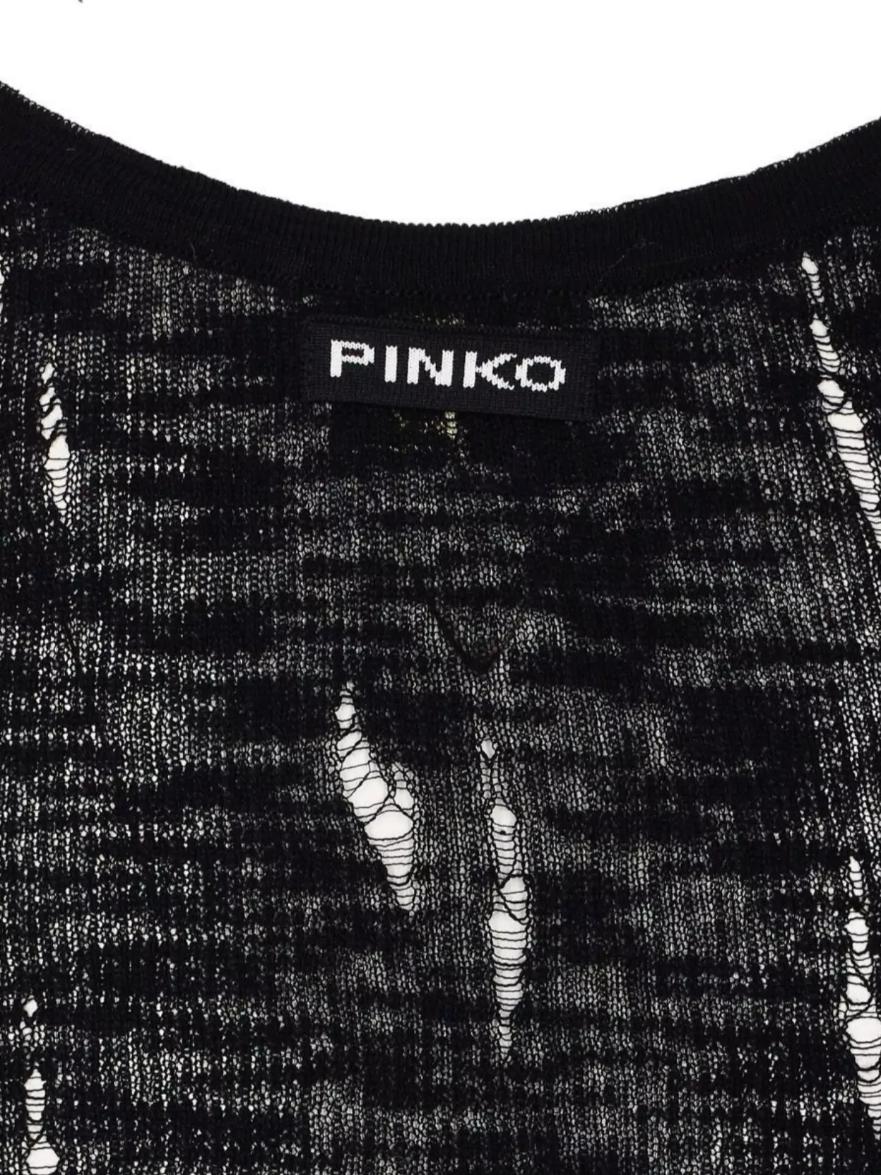 Pinko Crewneck Distressed Sleeveless Top Sheer Fabric