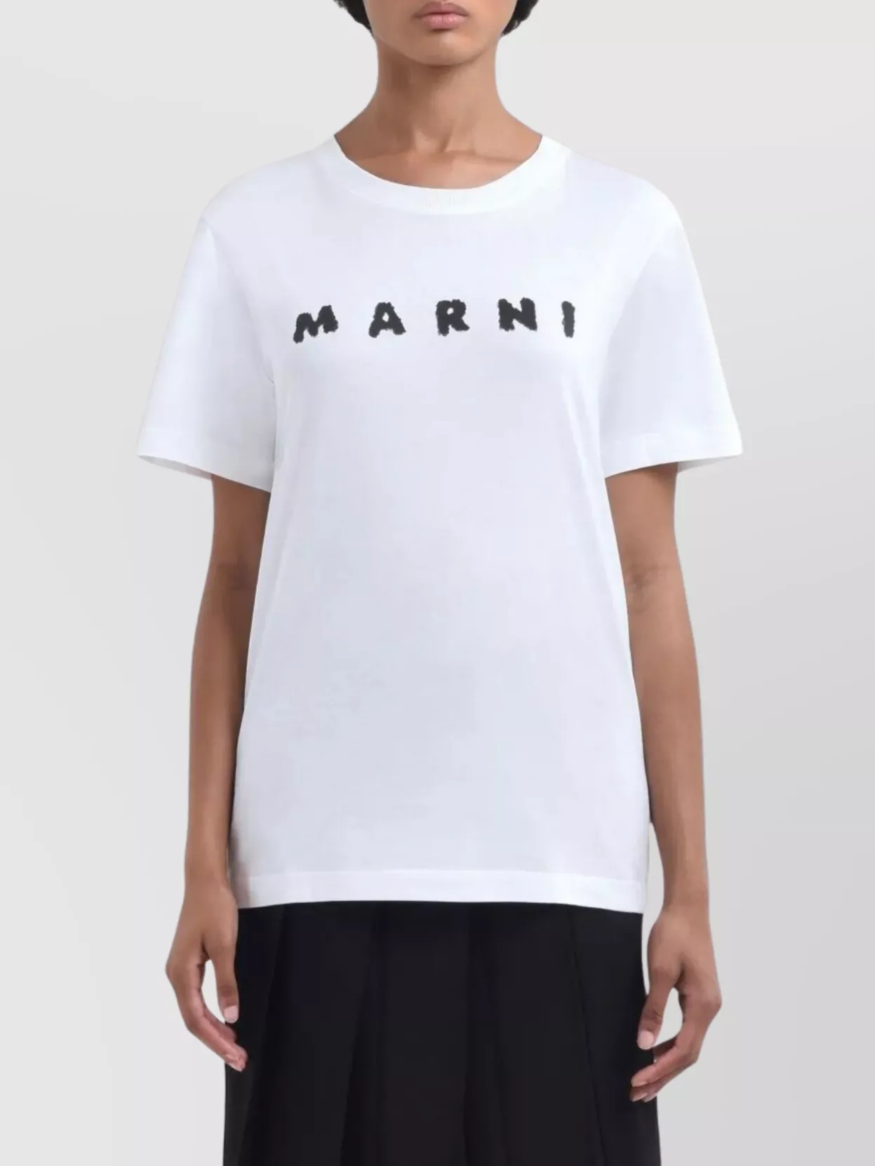 Marni Textured Logo T-shirt With Relaxed Fit In White