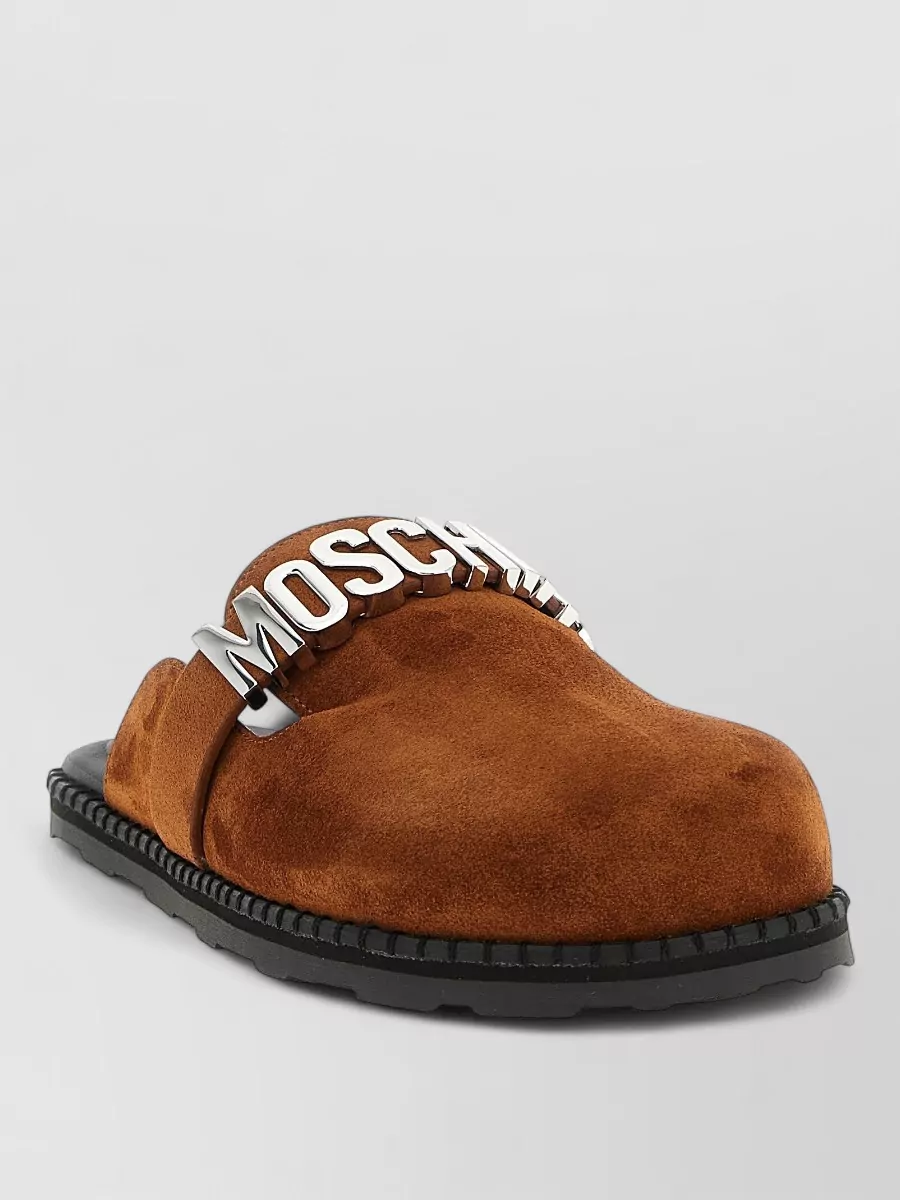 Moschino suede slides