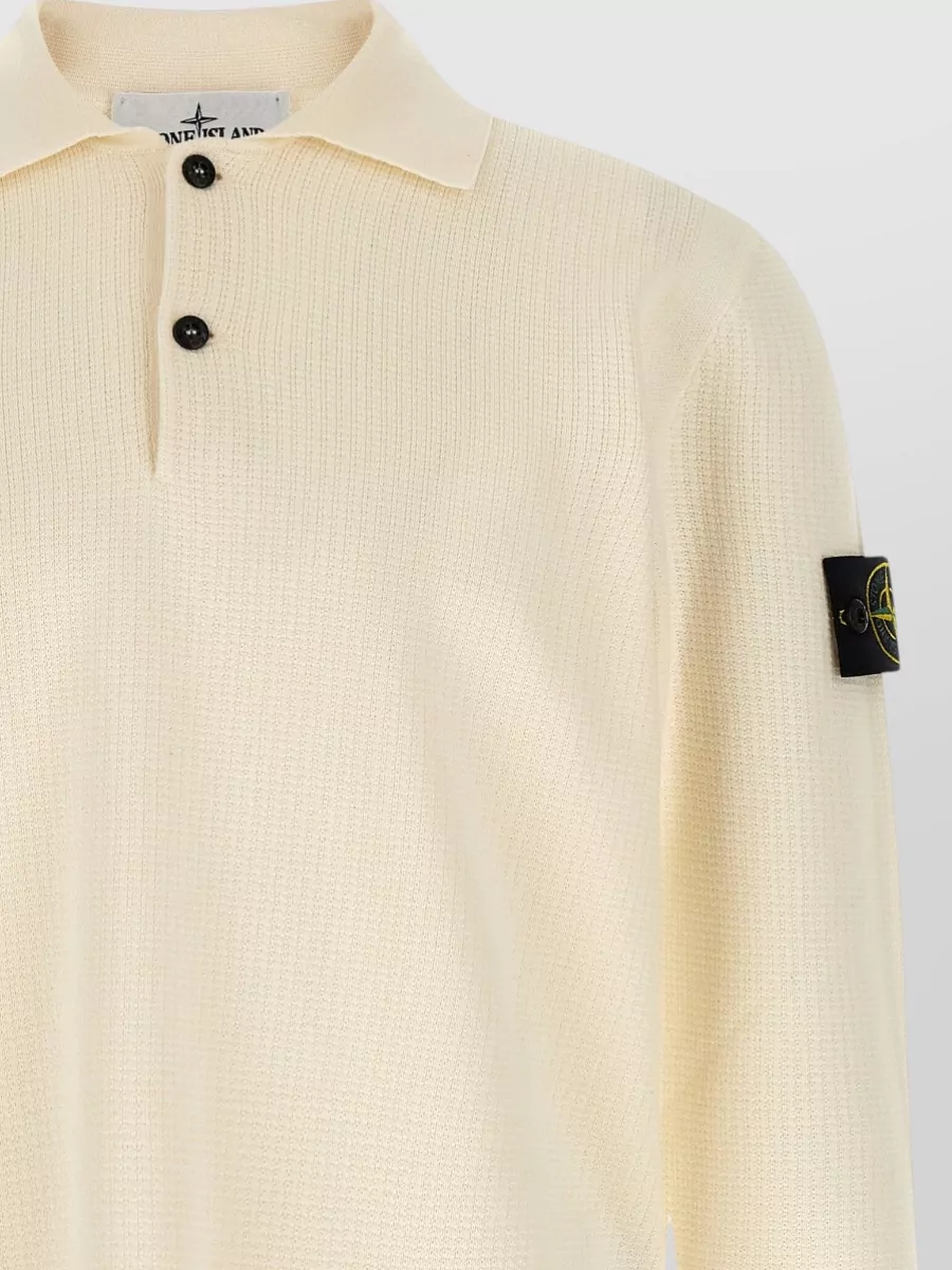 Stone Island Fine-Knit Cotton Long-Sleeve Polo Shirt