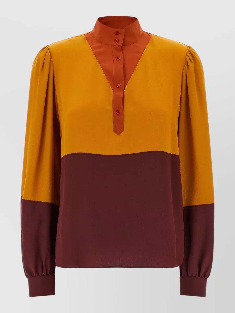 Saint Laurent Silk color-block blouse