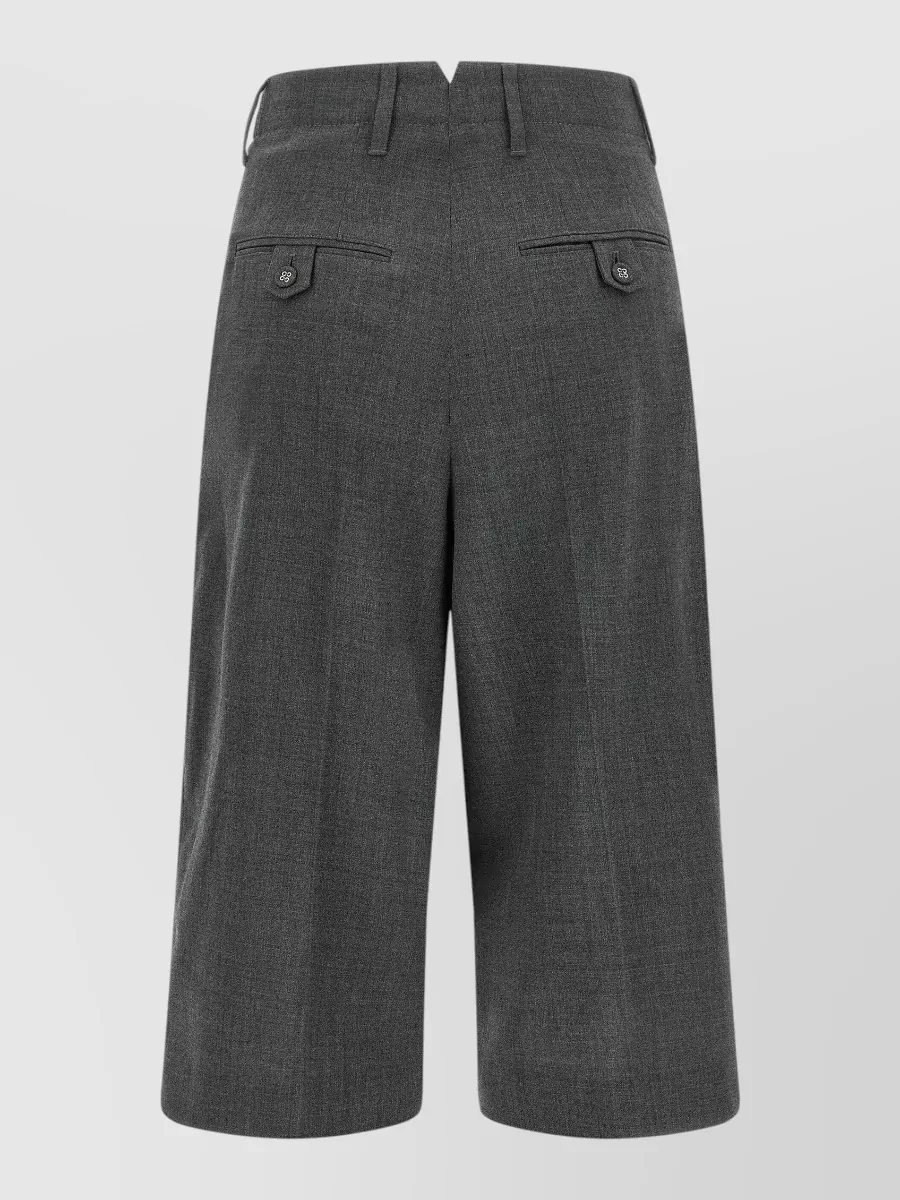 Ami Paris Virgin Wool Wide-Leg Bermuda Shorts